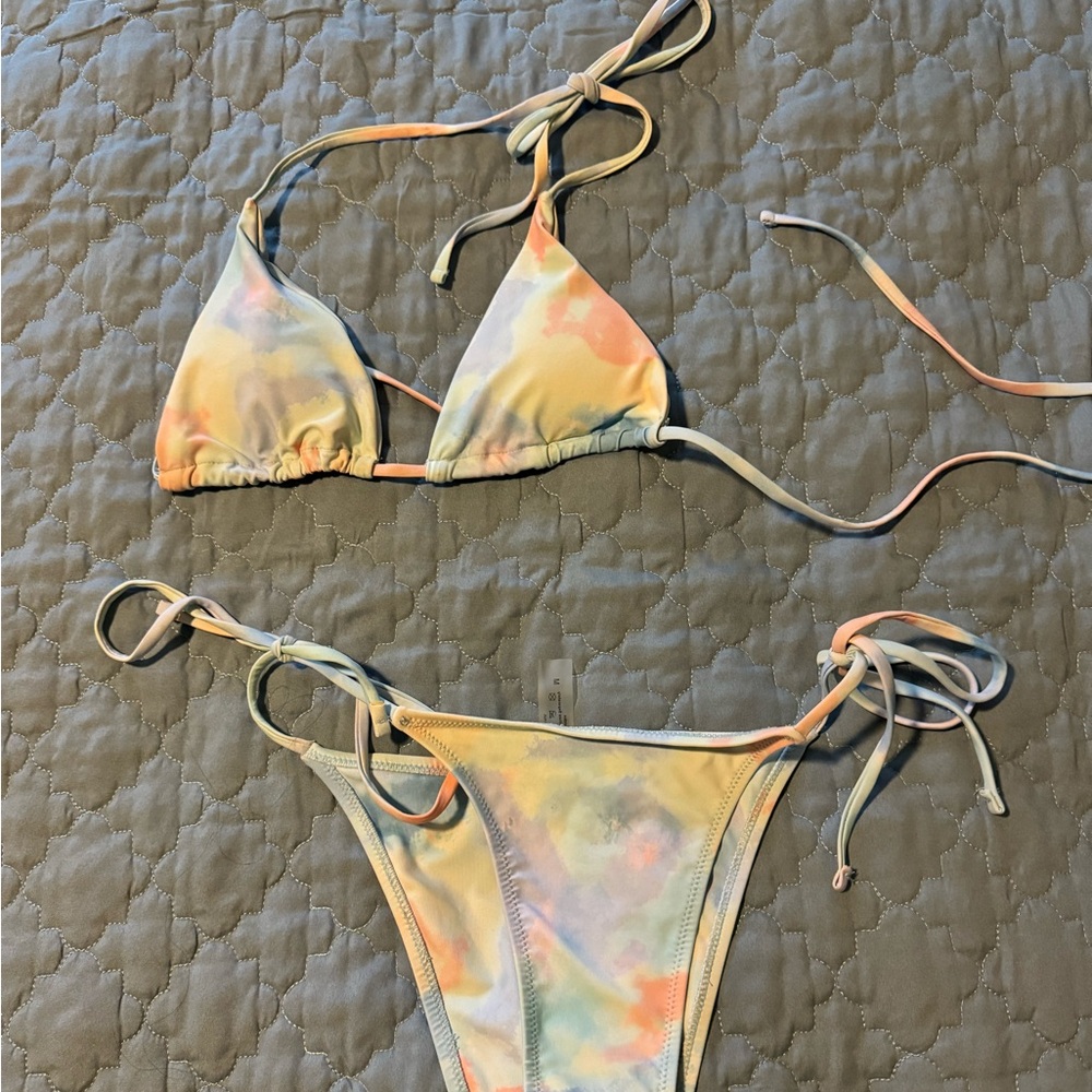 SHEIN tie dye string triangle bikini